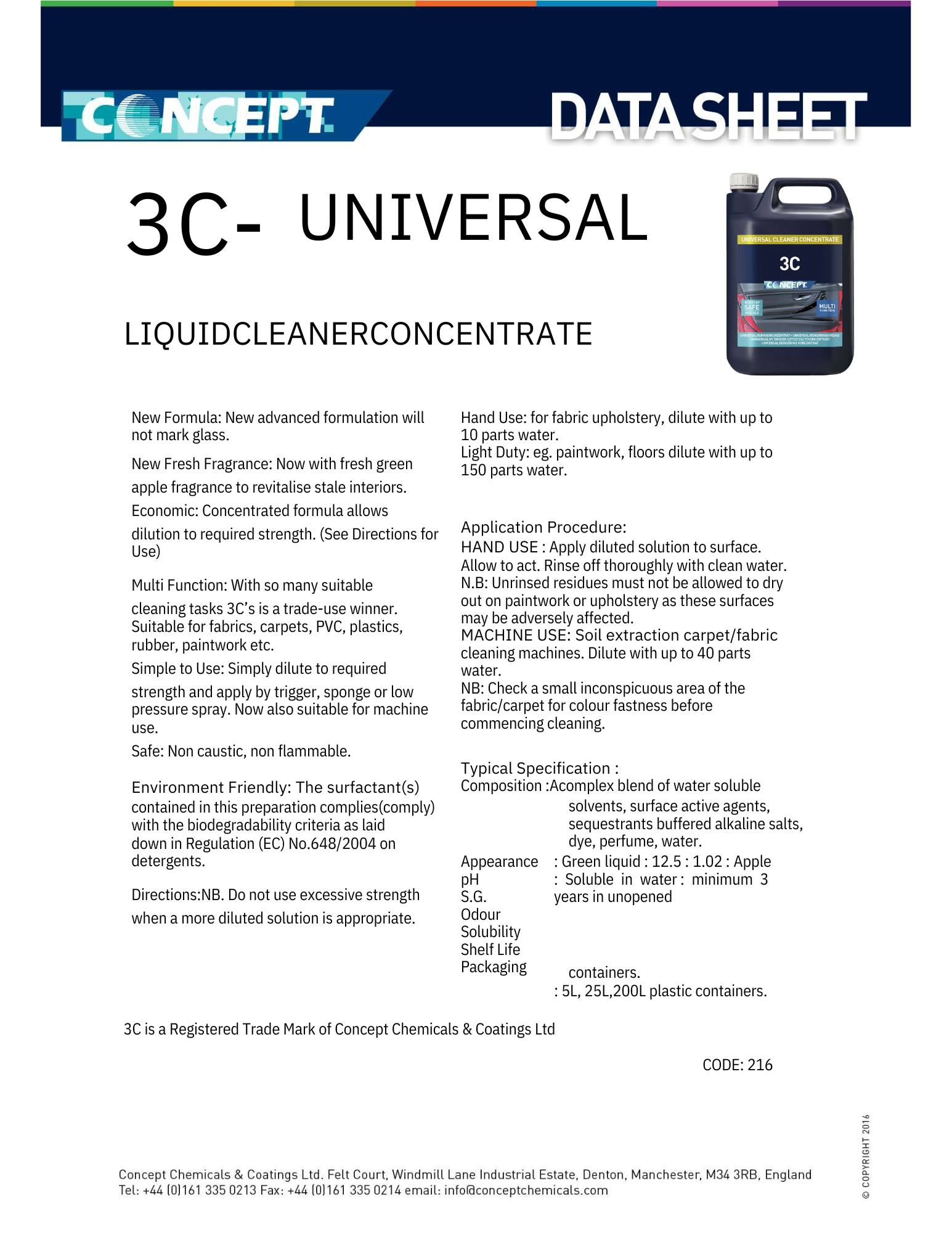 3C Concept Cleaner – Hurtigvirkende multirens for interiør