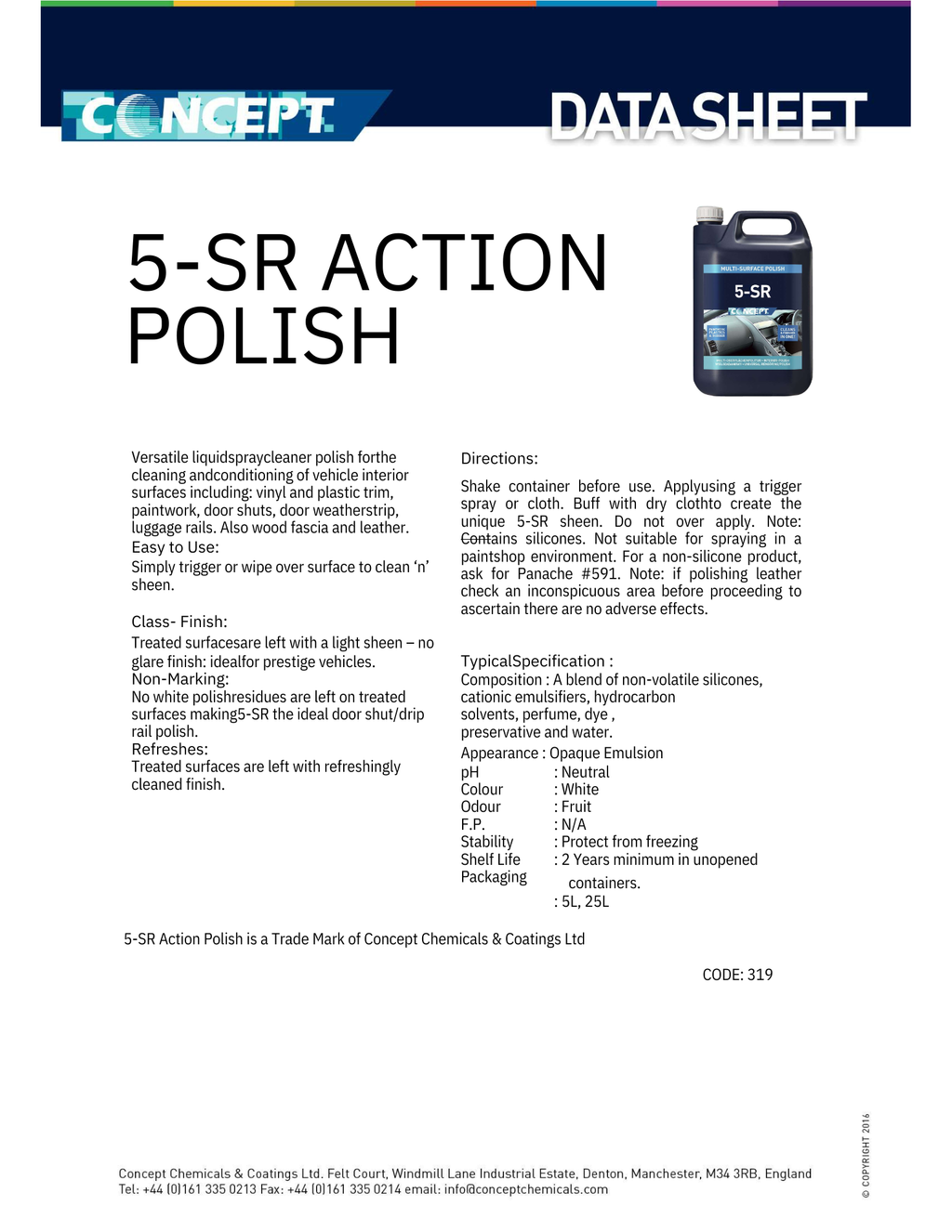 5-SR Action Polish – Matt cockpit- og multirens med polish