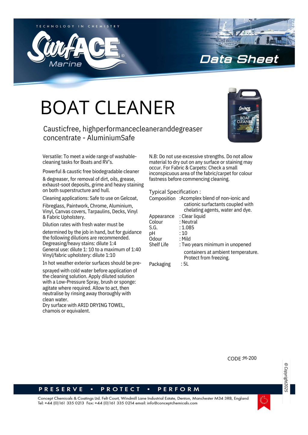 Surf-ACE Marine Boat Cleaner – Avfetting uten kaustsoda, aluminiumssikkert
