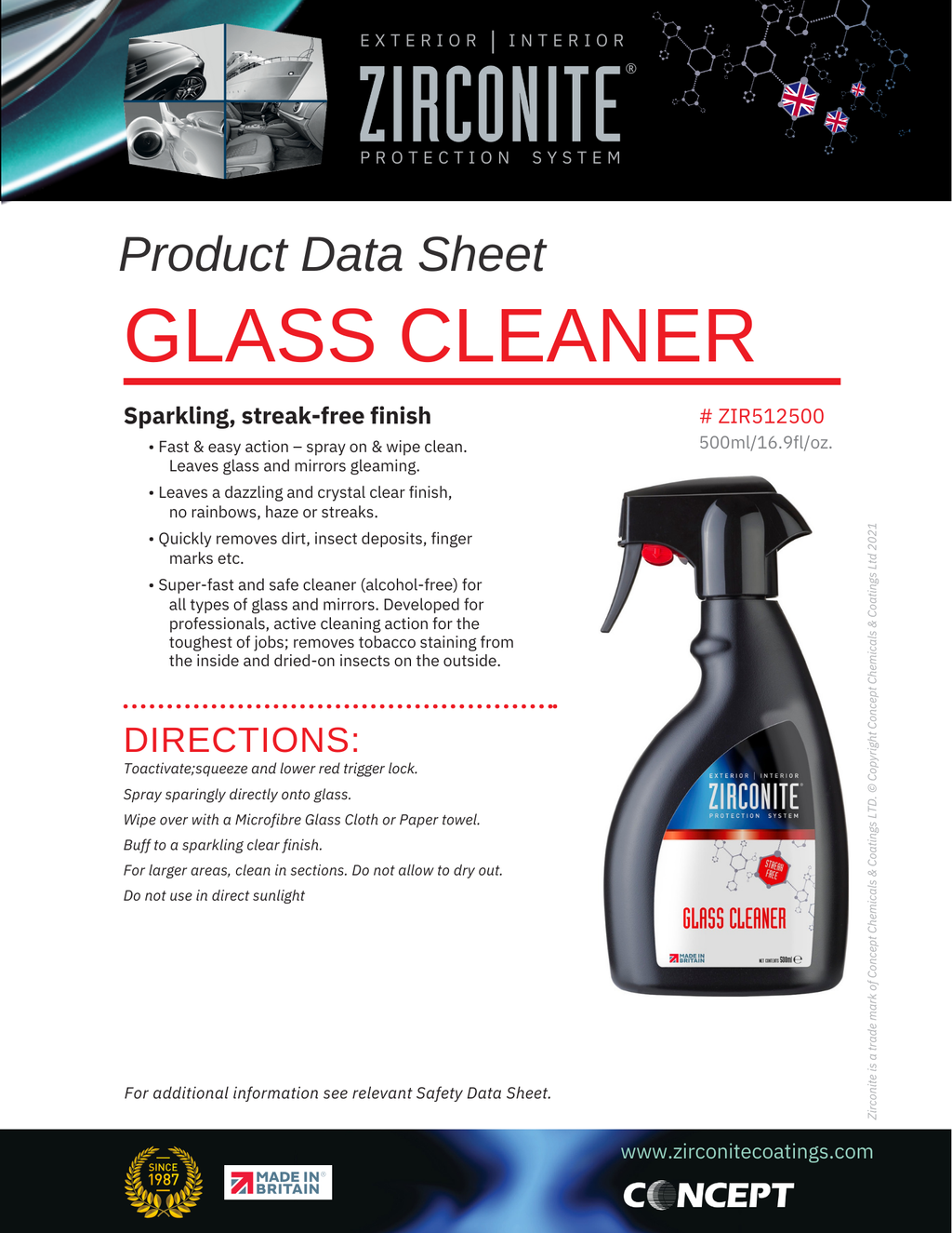 Zirconite Glass Cleaner – Alkohol­fri glassrens