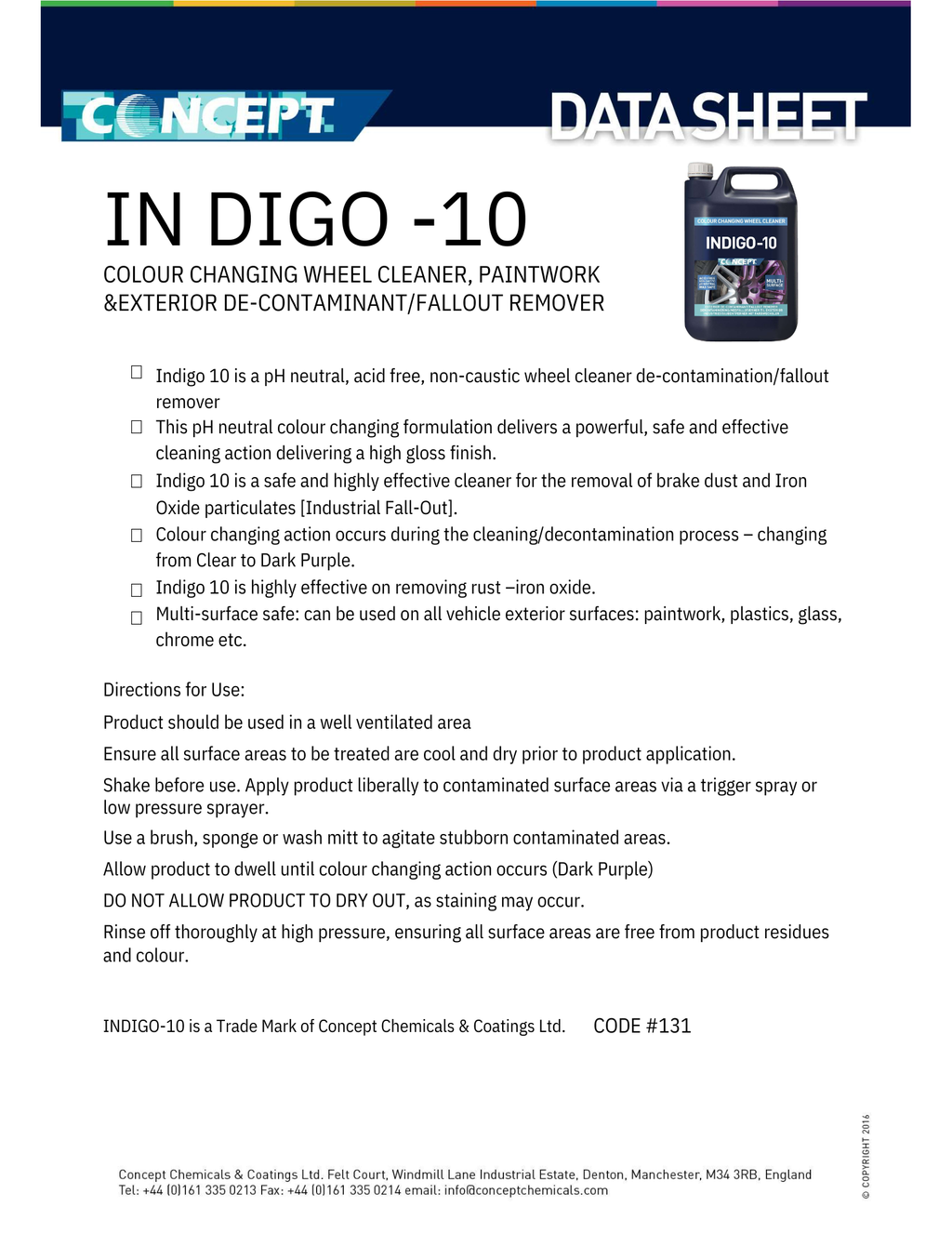 Concept Indigo-10 – pH-nøytral fargeendrende felgrens