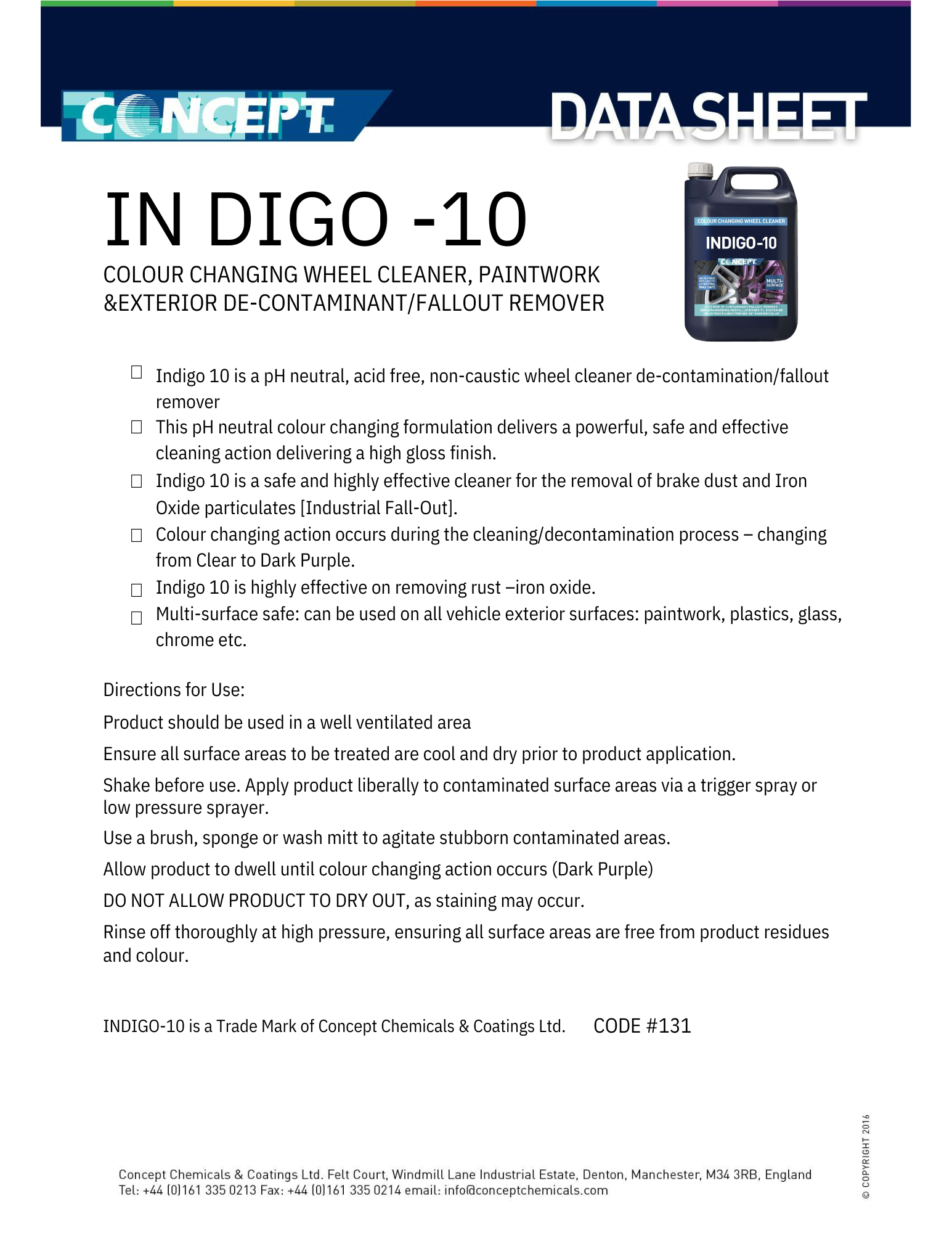 Concept Indigo-10 – pH-nøytral fargeendrende felgrens