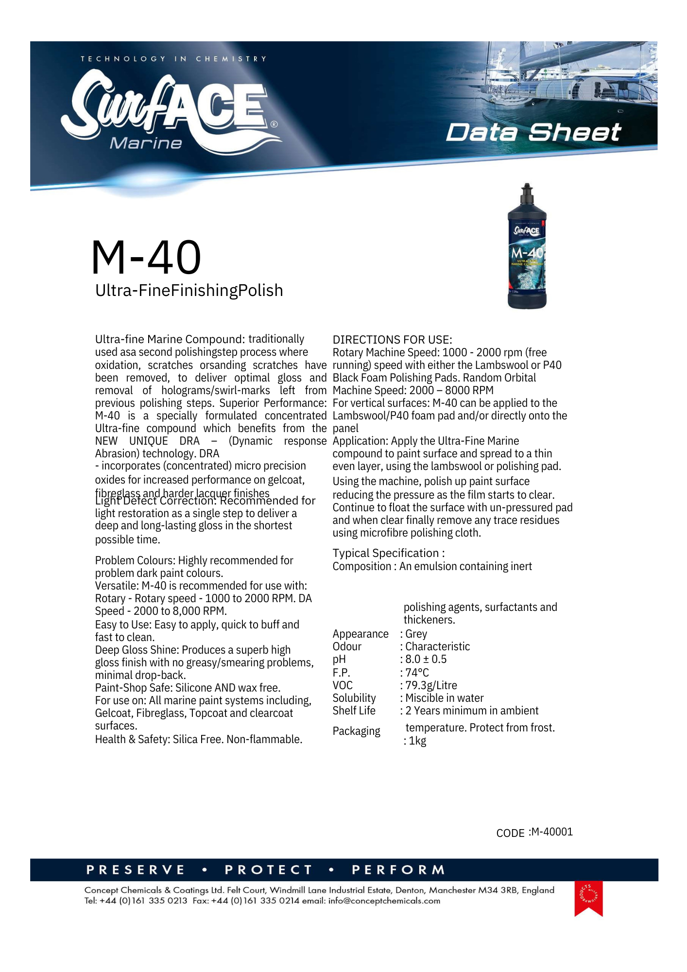 Surf-ACE Marine M-40 Ultra-Fine Finishing Polish