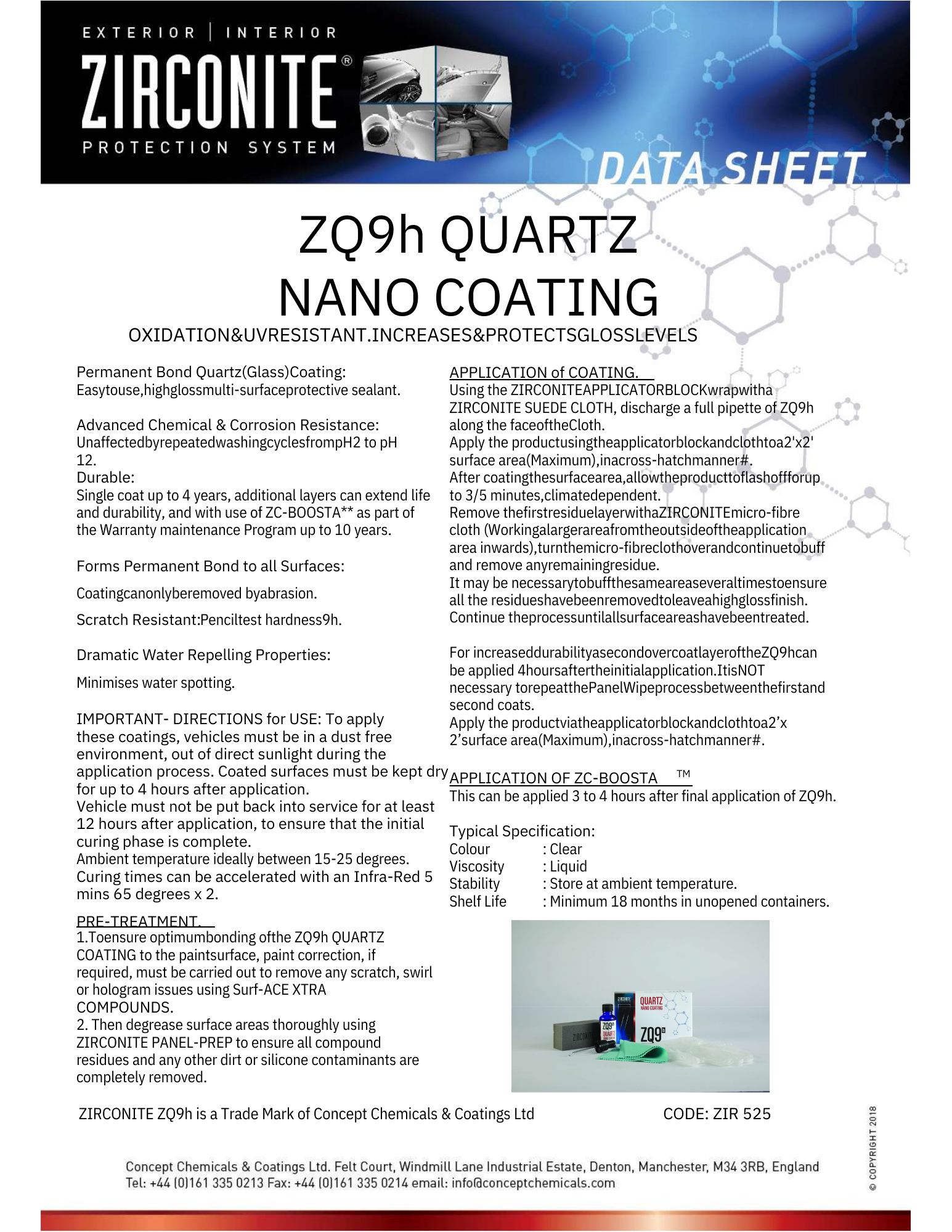ZQ9H Quartz Nano Coating