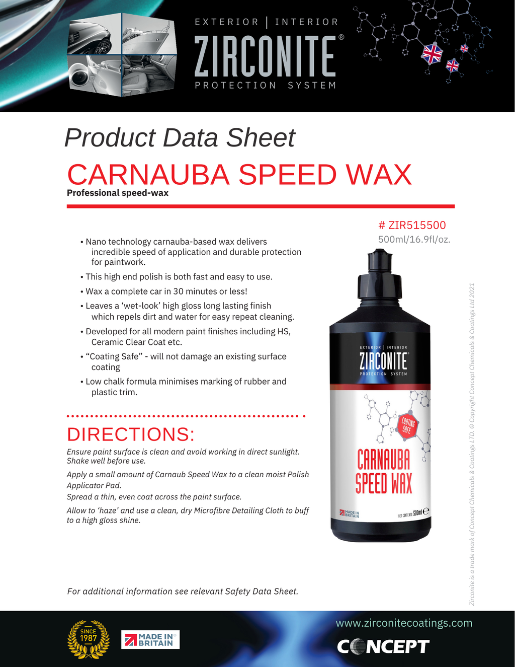 Zirconite Carnauba Speed Wax