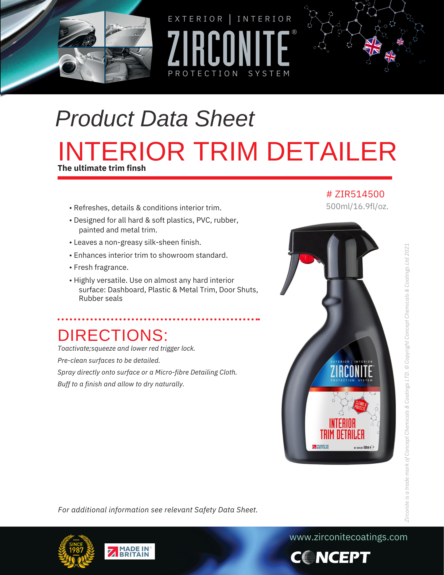 Zirconite Interior Trim Detailer
