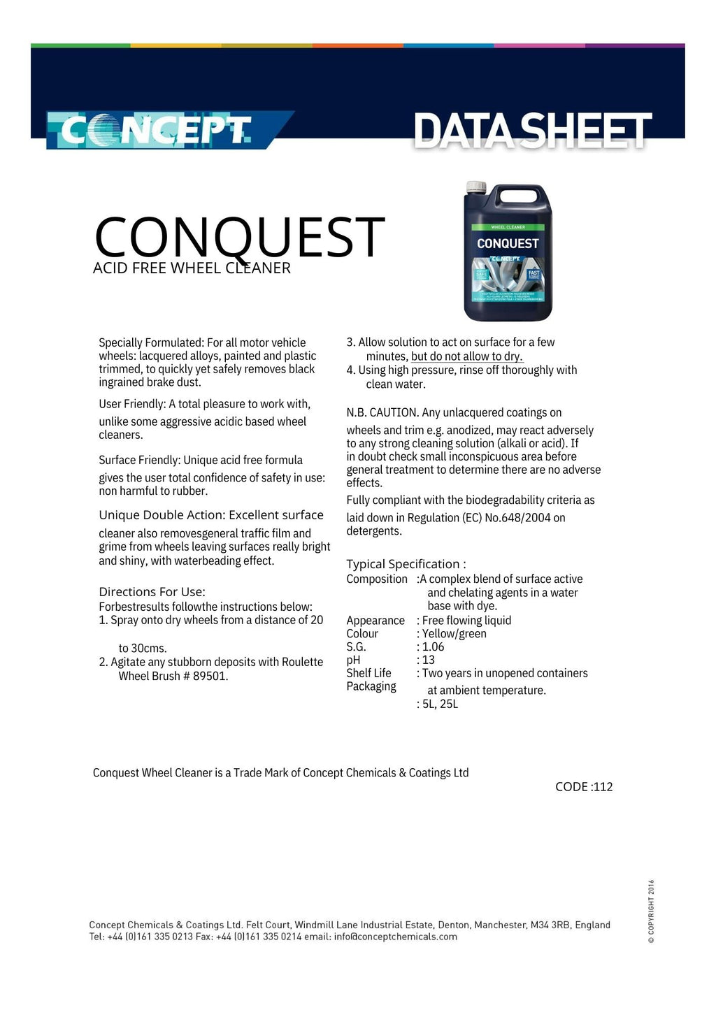 CONQUEST NON-ACID WHEEL CLEANER