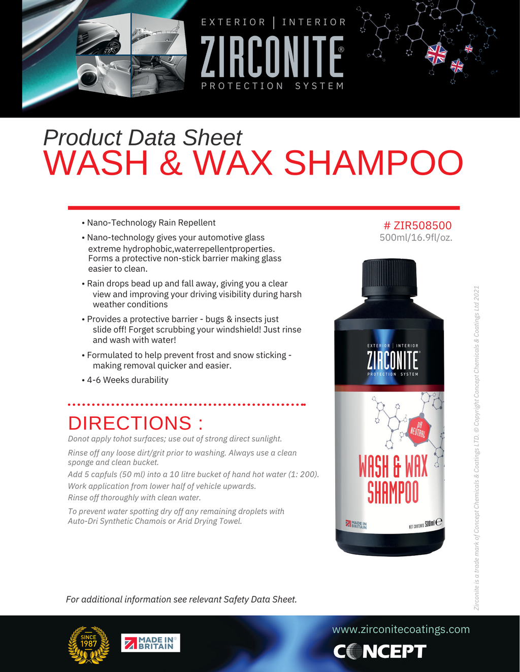 Zirconite Wash & Wax Luxury Shampoo