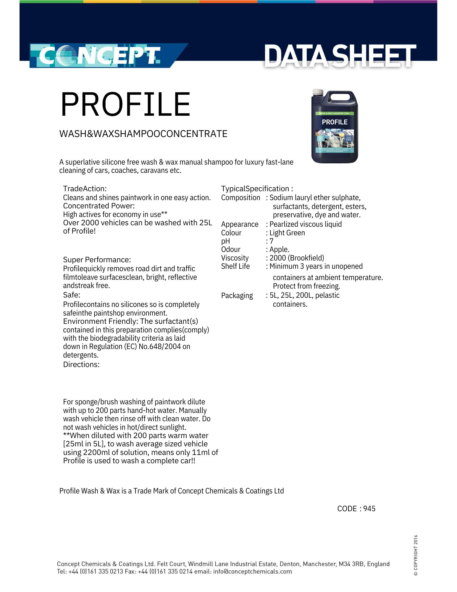 CONCEPT PROFILE WASH & WAX – SHAMPOO MED VOKS