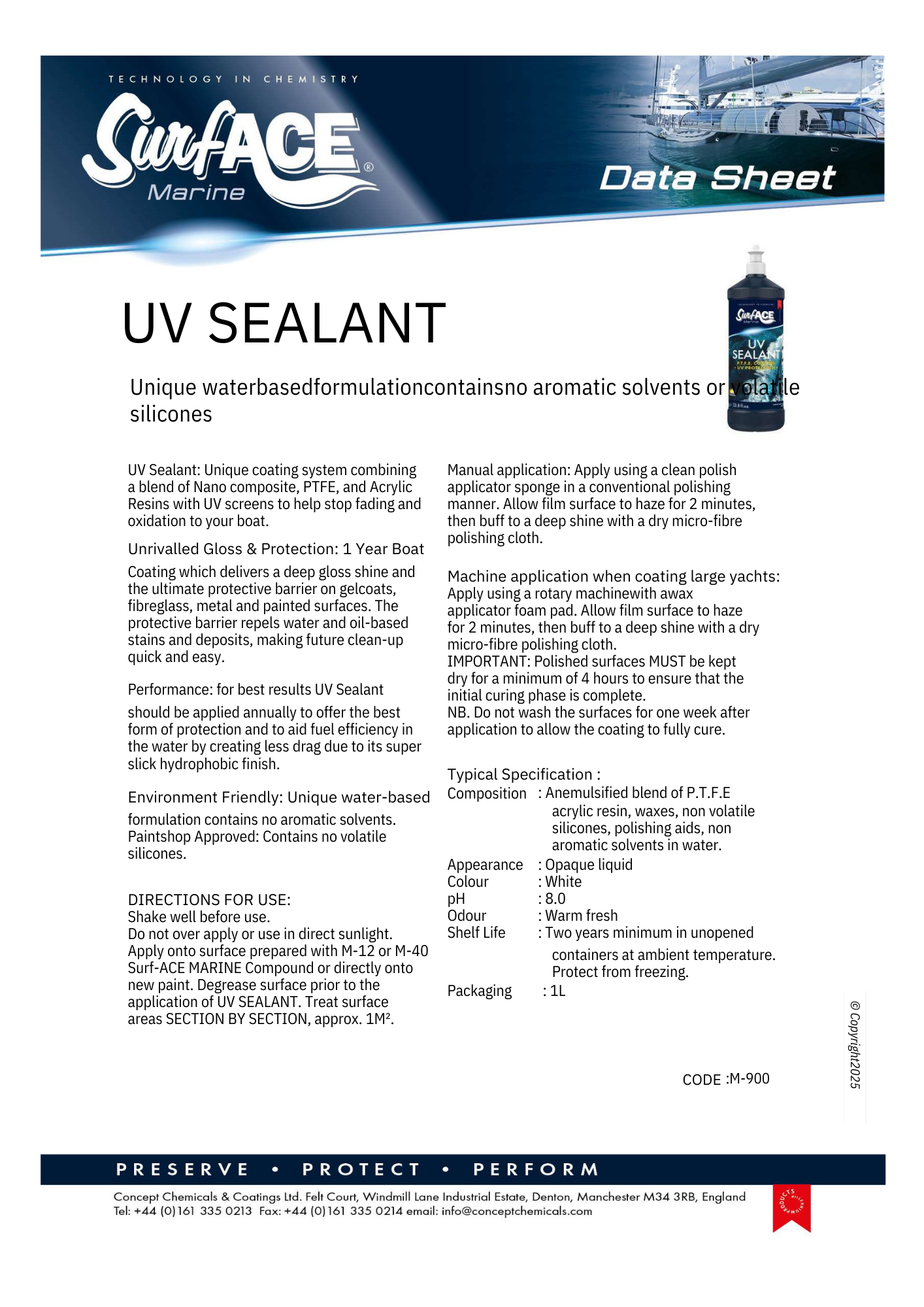 Surf-ACE Marine UV Sealant P.T.F.E. Coating